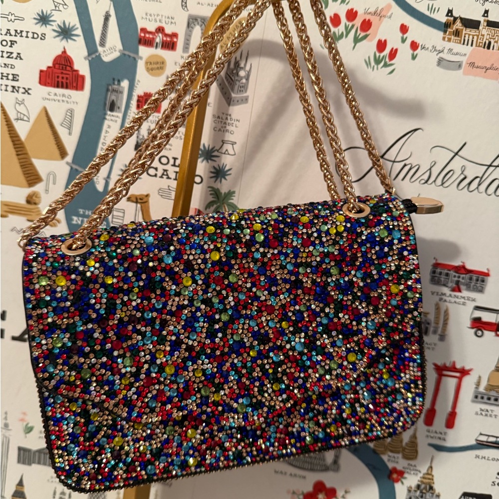 Elegant Multicolor Beaded Shoulder Bag